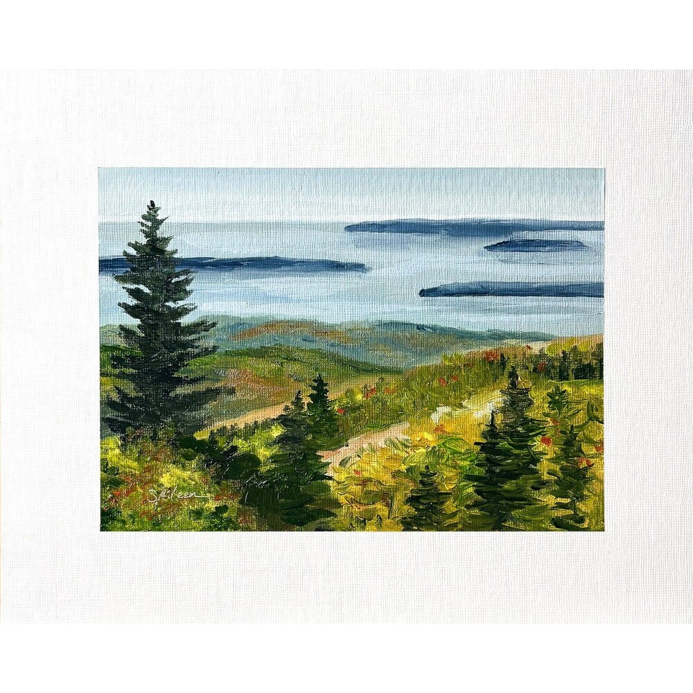 8x10 Maine Original Oil Landscape Painting Cadillac Mountain Autumn Art Signed